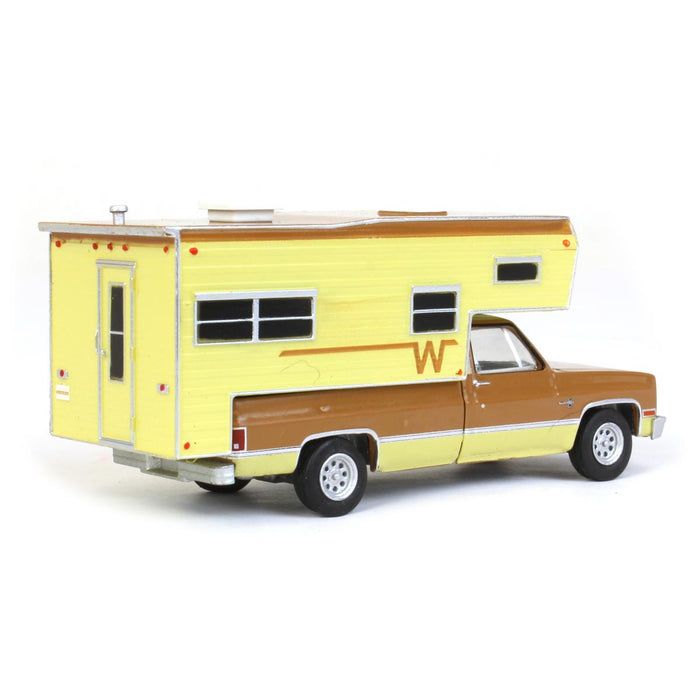 1/64 1986 Chevrolet C20 Silverado with Winnebago Slide in Camper, Copper and Tan