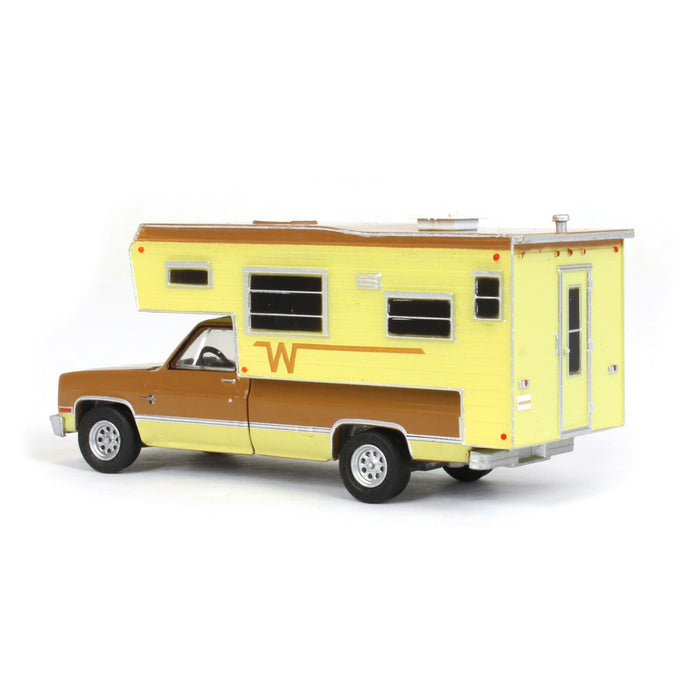 1/64 1986 Chevrolet C20 Silverado with Winnebago Slide in Camper, Copper and Tan