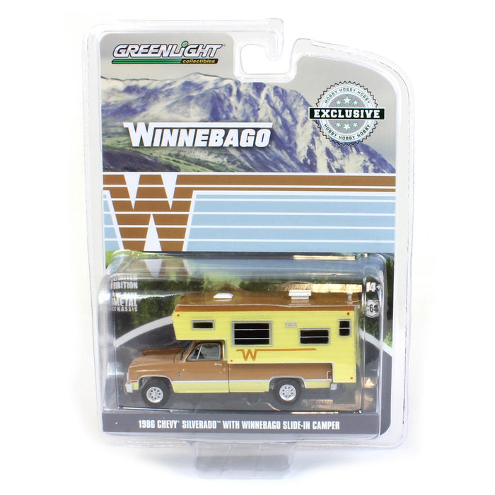 1/64 1986 Chevrolet C20 Silverado with Winnebago Slide in Camper, Copper and Tan