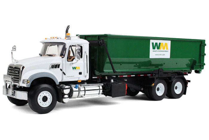 (B&D) 1/34 Mack Granite Waste Management Truck with Green Roll off Container - Damaged Item