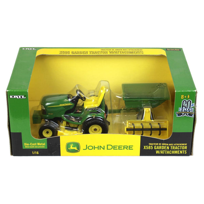 1/16 John Deere X585 Garden Tractor with Attachments