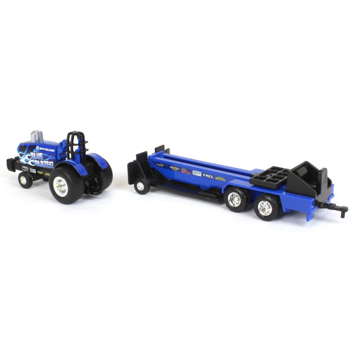 (B&D) 1/64 New Holland "Blue Blazes" Pulling Tractor with Pulling Sled - Damaged Box