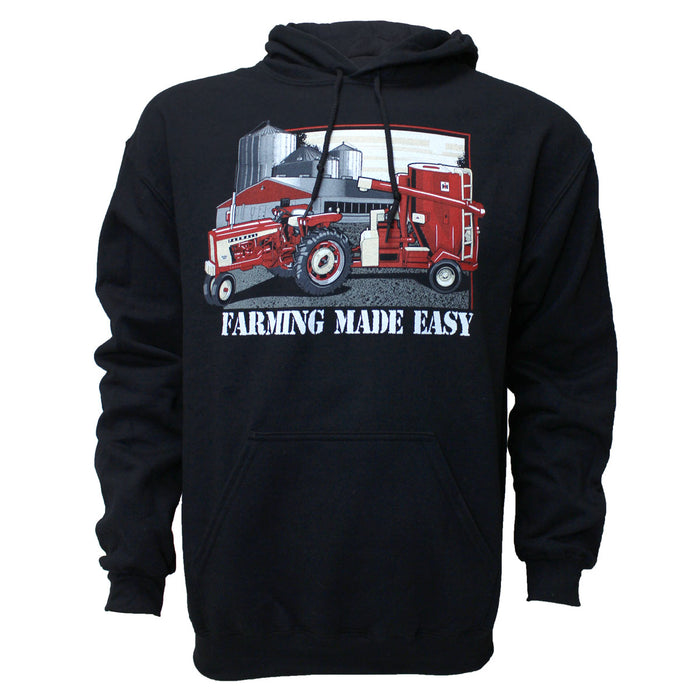 Adult IH Farmall 504 with IH 1150 Grinder-Mixer Mill Black Hooded Sweatshirt