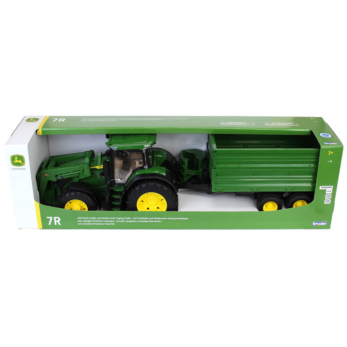 1/16 John Deere 7R 350 Tractor with Front Loader and Trailer by Bruder