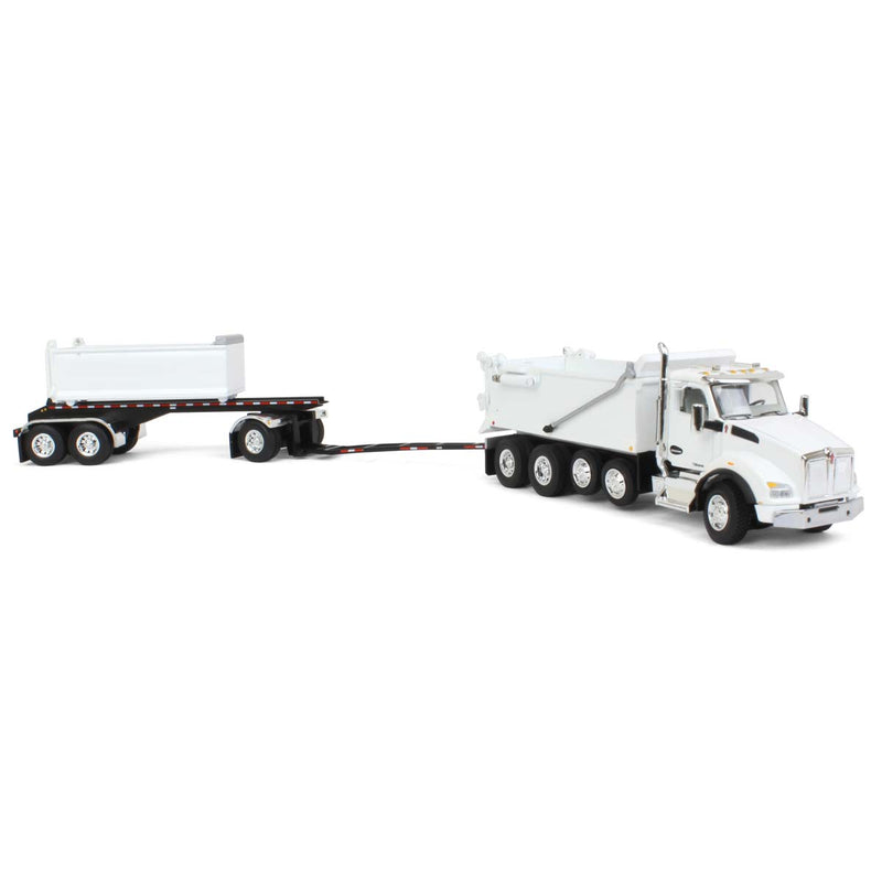 1/64 Kenworth T880 Rogue Dump Truck with Rogue Transfer Dump Trailer, White, DCP by First Gear