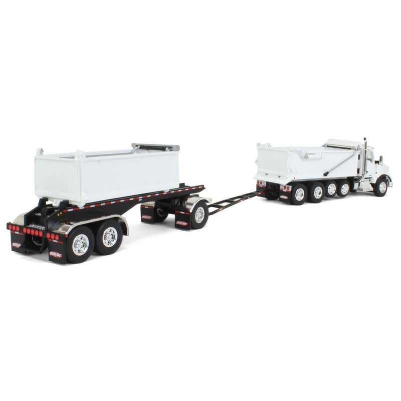 1/64 Kenworth T880 Rogue Dump Truck with Rogue Transfer Dump Trailer, White, DCP by First Gear