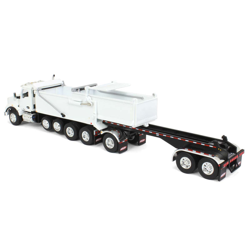 1/64 Kenworth T880 Rogue Dump Truck with Rogue Transfer Dump Trailer, White, DCP by First Gear