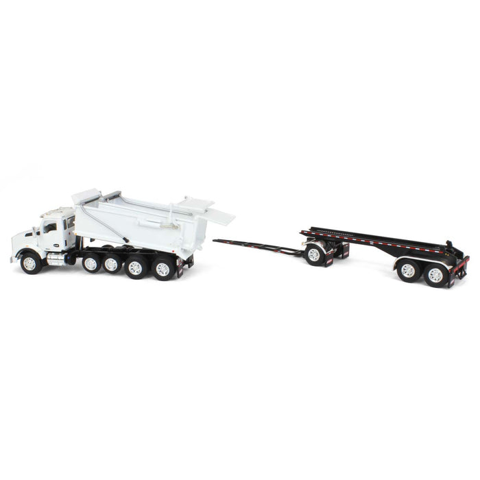 1/64 White Kenworth T880 Rogue Dump w/ Rogue Transfer Dump Trailer, DCP by First Gear