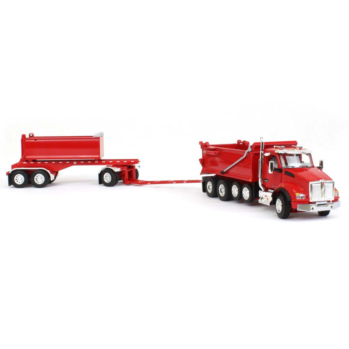 1/64 Viper Red Kenworth T880 Rogue Dump w/ Rogue Transfer Dump Trailer, DCP by First Gear