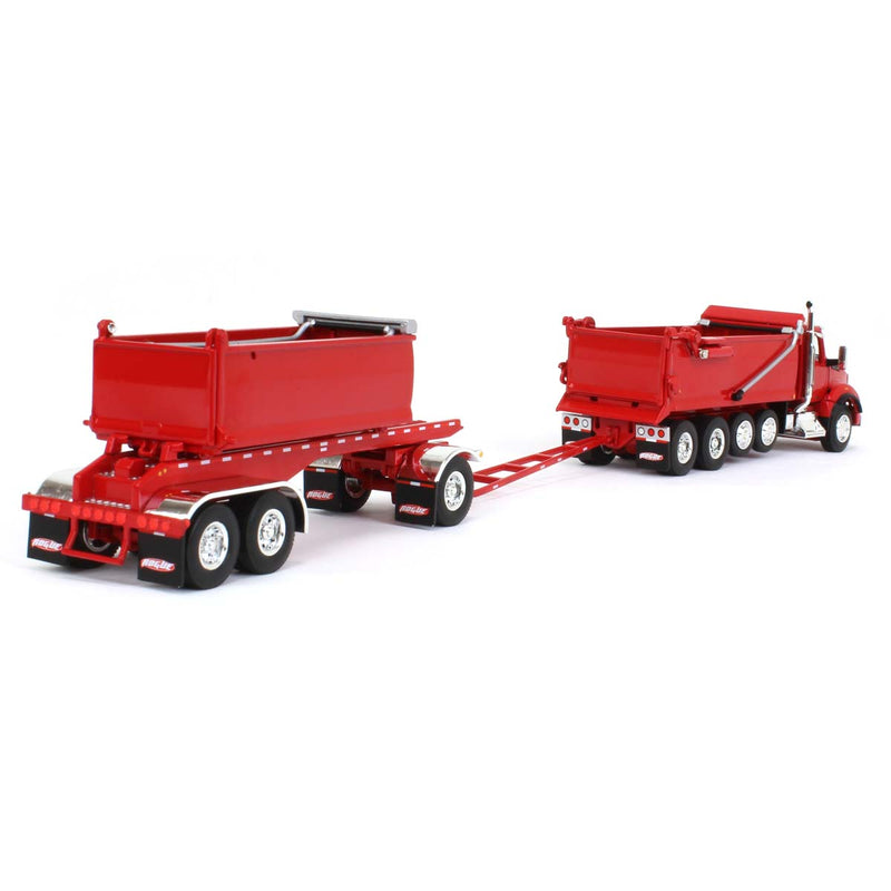 1/64 Viper Red Kenworth T880 Rogue Dump w/ Rogue Transfer Dump Trailer, DCP by First Gear