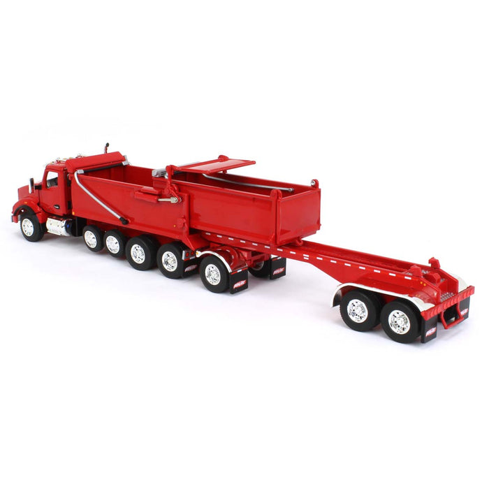 1/64 Viper Red Kenworth T880 Rogue Dump w/ Rogue Transfer Dump Trailer, DCP by First Gear