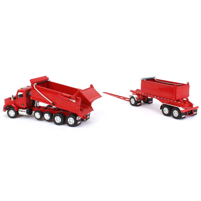 1/64 Viper Red Kenworth T880 Rogue Dump w/ Rogue Transfer Dump Trailer, DCP by First Gear