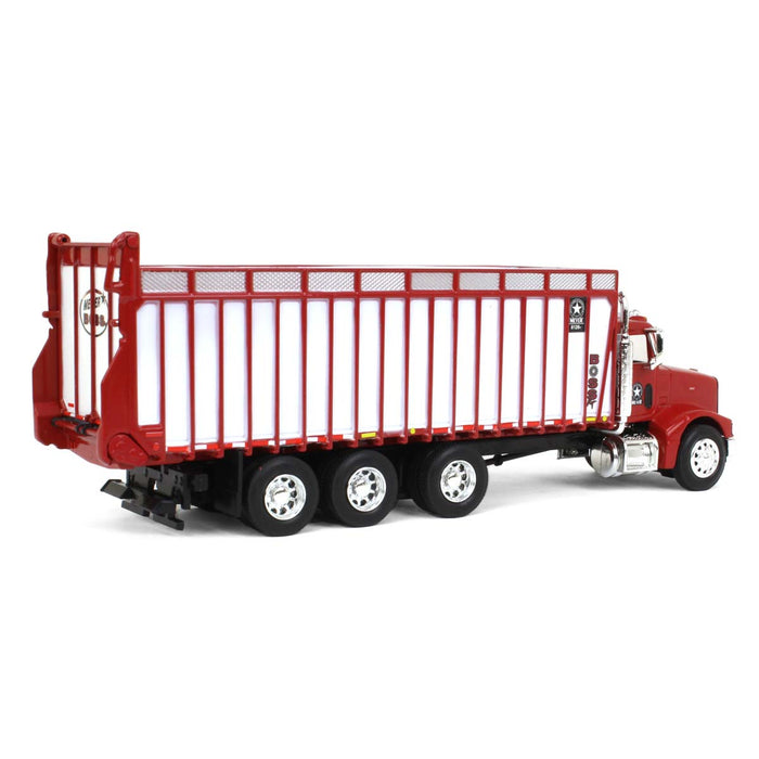 1/64 Red Peterbilt 385 w/ Red & White Meyer 8126RT Boss Forage Box