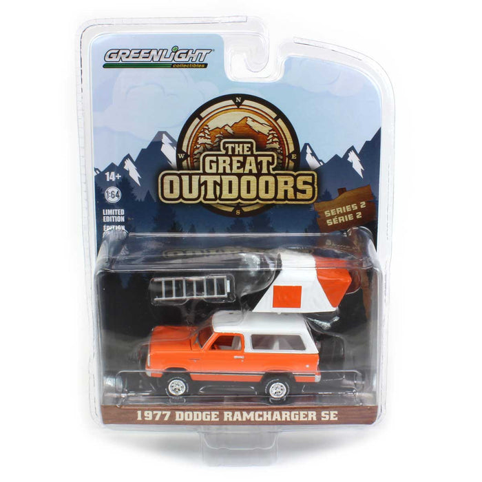 1/64 1977 Dodge Ramcharger SE with Rooftop Tent, Orange, Great Outdoors Series 2