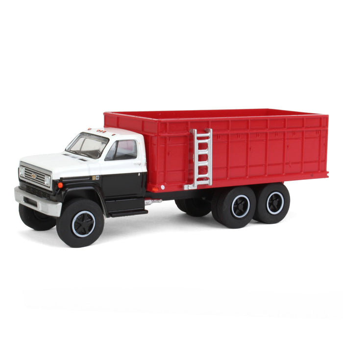 1/64 1983 Chevrolet C70 Tandem Grain Truck w/ Black/White Cab & Red Bed