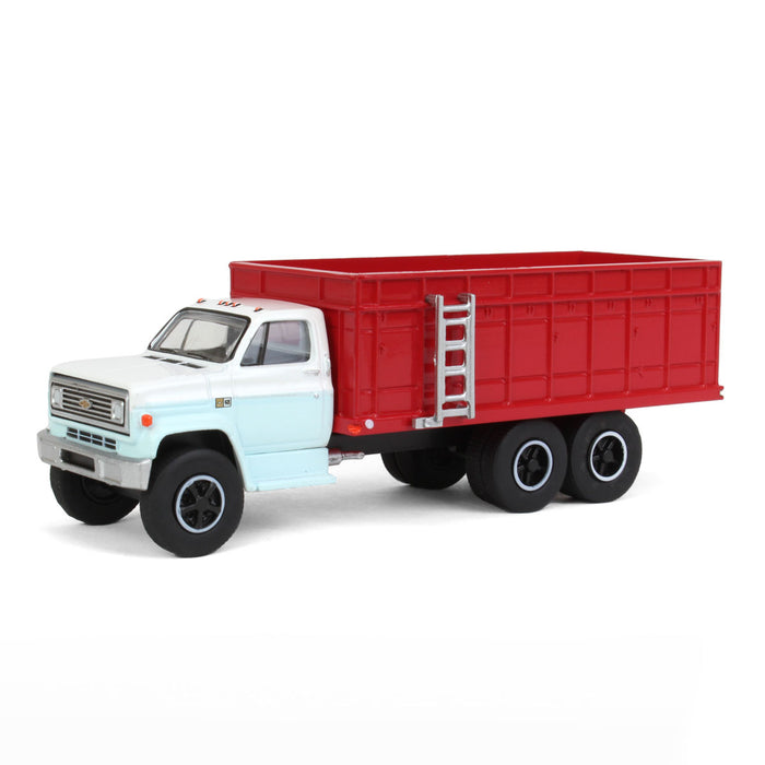 1/64 1983 Chevrolet C70 Tandem Grain Truck w/ Light Blue/White Cab & Red Bed