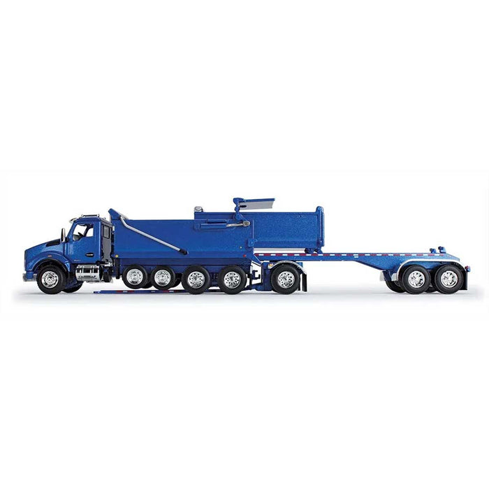 1/64 Surf Blue Kenworth T880 Rogue Dump w/ Rogue Transfer Dump Trailer, DCP by First Gear