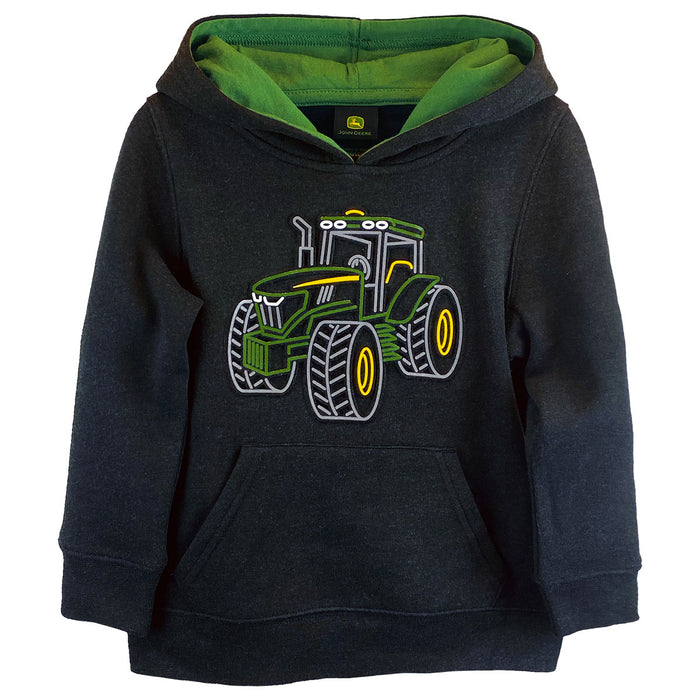 John Deere Tractor Outline Child's Black Hooded Sweatshirt