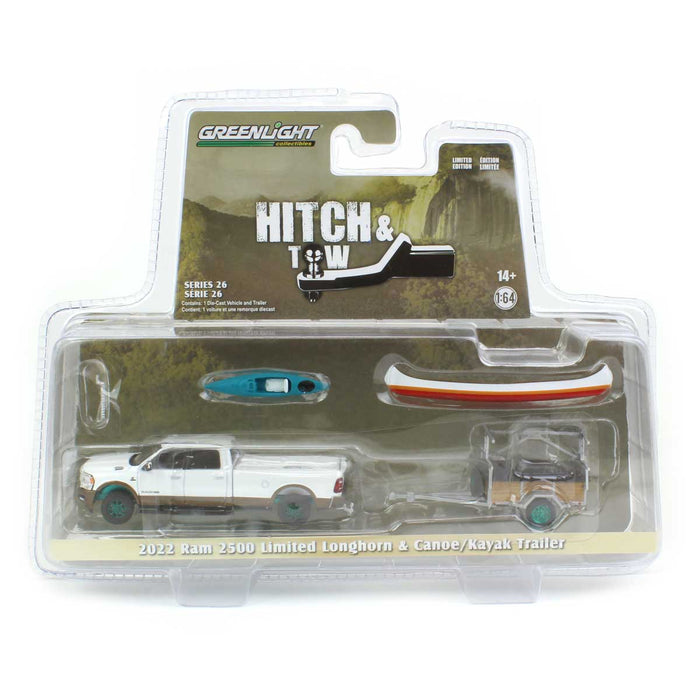 1/64 2022 Ram 2500 Longhorn with Canoe Trailer, Hitch & Tow Series 26  -CHASE UNIT