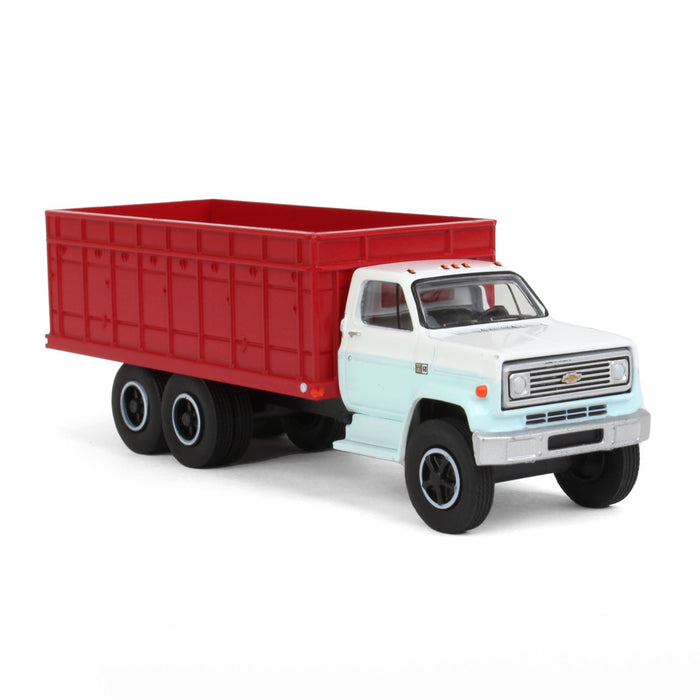 1/64 1983 Chevrolet C70 Tandem Grain Truck w/ Light Blue/White Cab & Red Bed