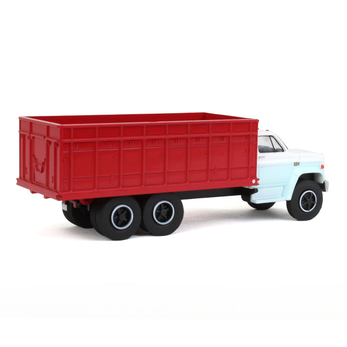 1/64 1983 Chevrolet C70 Tandem Grain Truck w/ Light Blue/White Cab & Red Bed