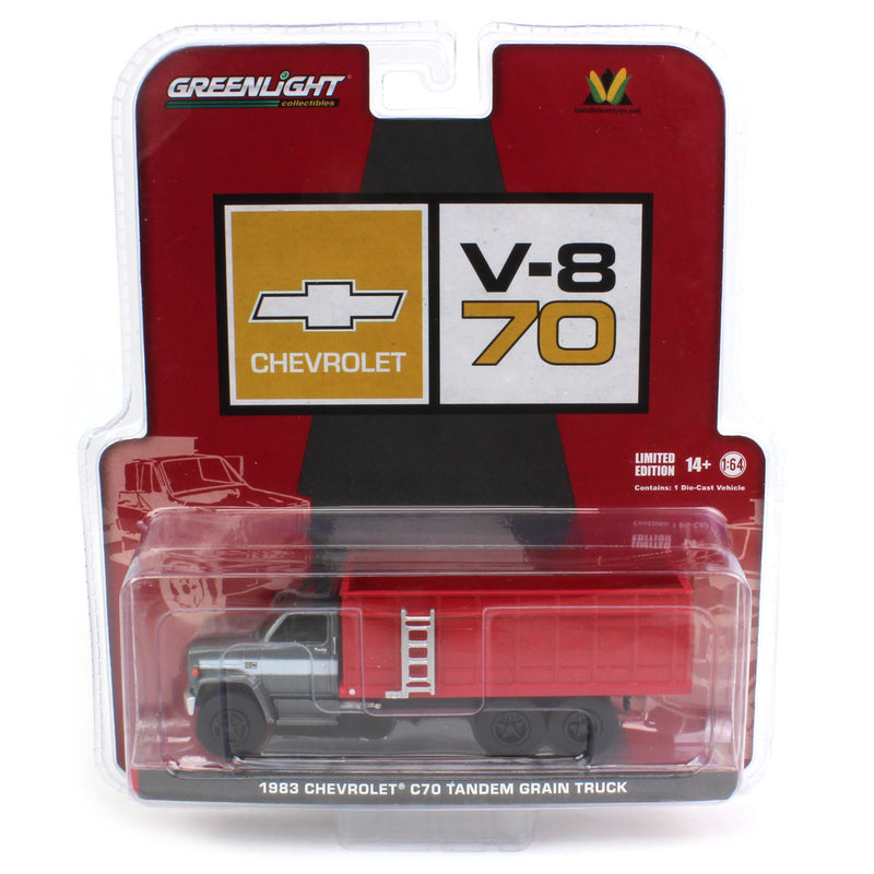 1/64 1983 Chevrolet C70 Tandem Grain Truck w/ Gray Cab & Red Bed