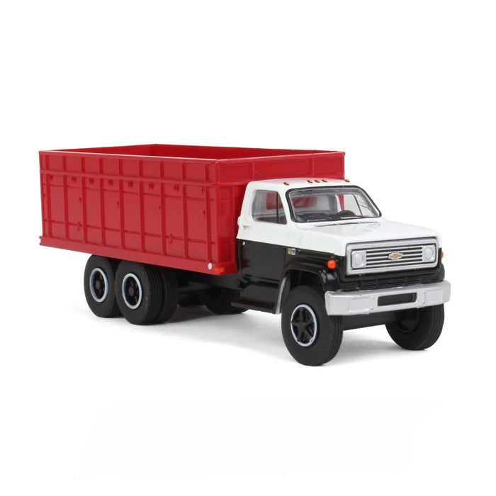 1/64 1983 Chevrolet C70 Tandem Grain Truck w/ Black/White Cab & Red Bed