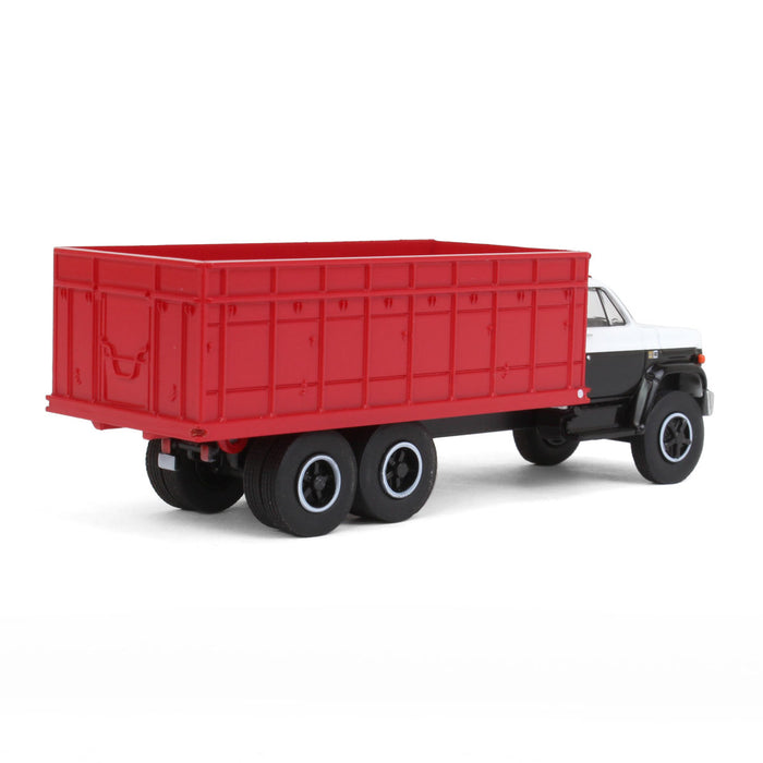 1/64 1983 Chevrolet C70 Tandem Grain Truck w/ Black/White Cab & Red Bed