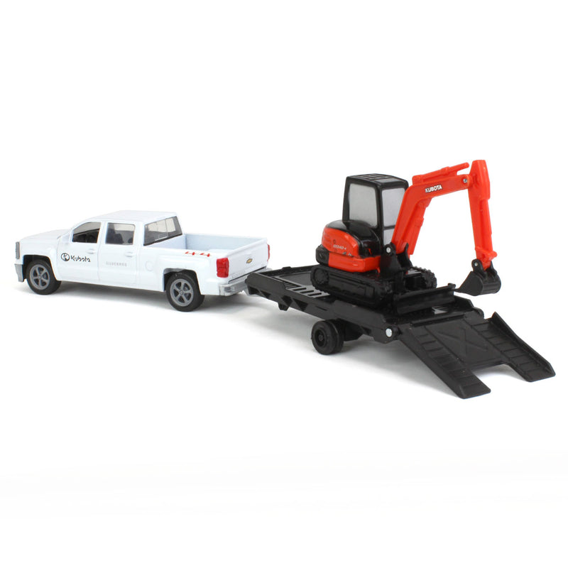 1/43 Kubota Toy Set with Chevy Pickup Truck & Kubota KX040-4 Excavator by New Ray Toys
