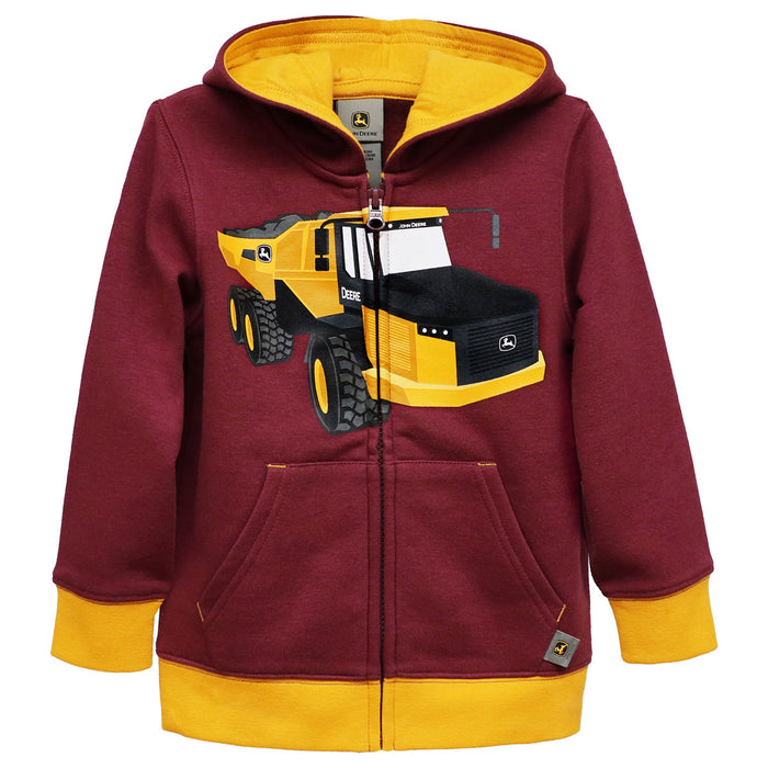 Toddler John Deere Construction Zip-Up Fleece Hooded Sweatshirt