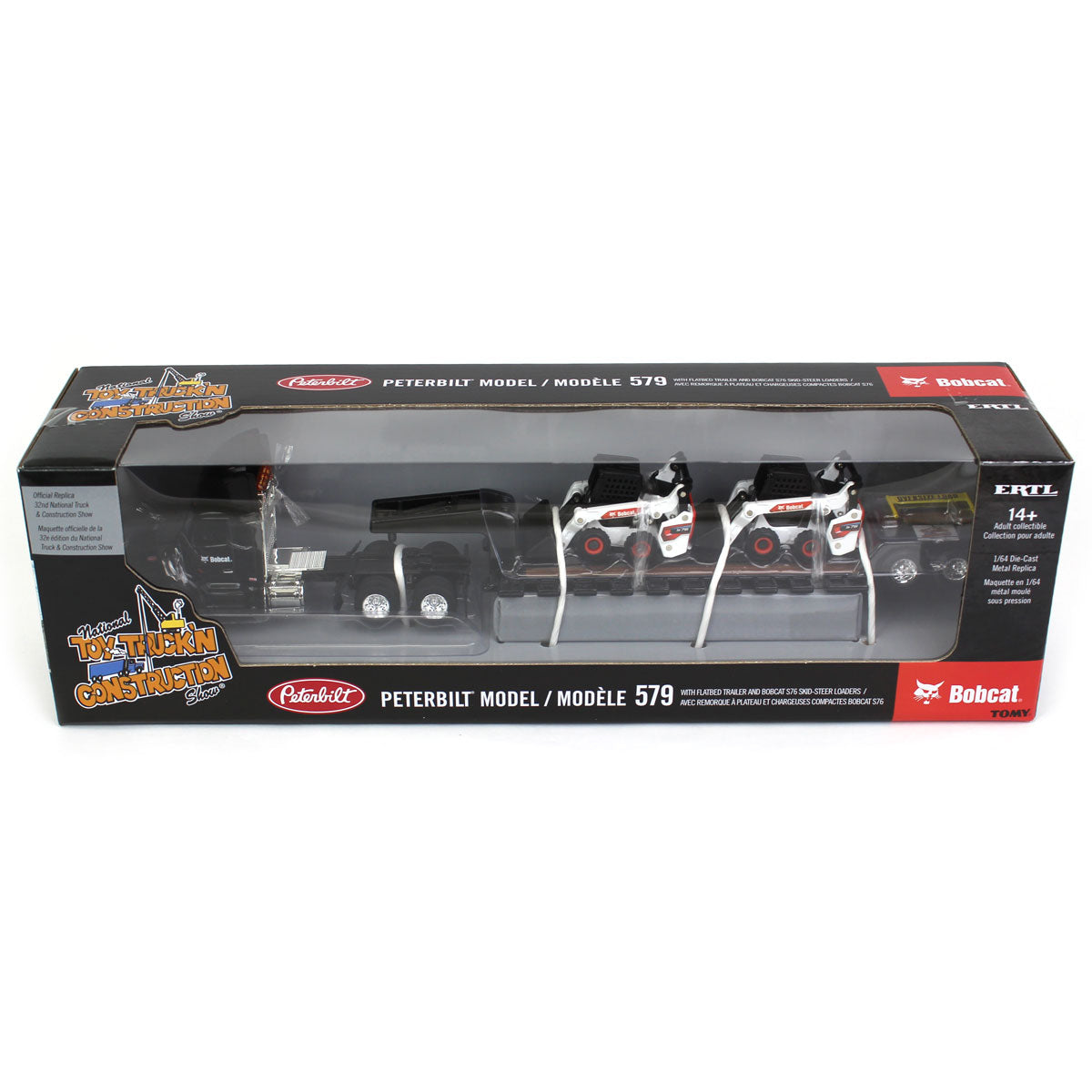 1/64 Peterbilt 579 w/ Lowboy & 2 Bobcat S76 Skid-Steer Loaders