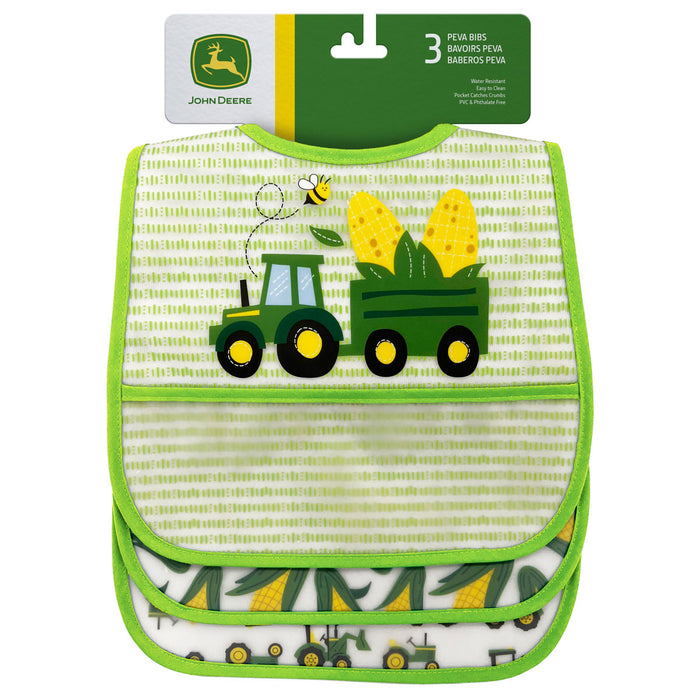 Pack of 3 John Deere PEVA Bibs