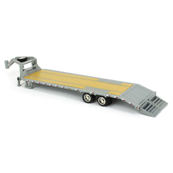 1/64 Primer Gray Gooseneck Trailer with Red & White Conspicuity Stripes