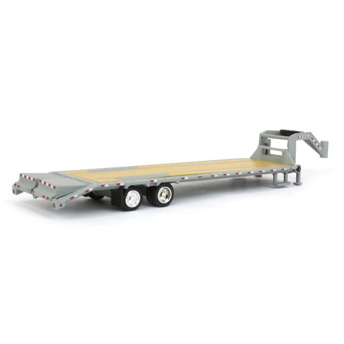 1/64 Primer Gray Gooseneck Trailer with Red & White Conspicuity Stripes