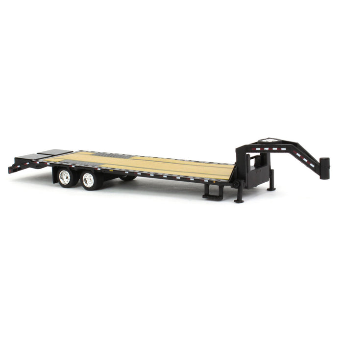 (B&D) 1/64 Black Gooseneck Trailer with Red & White Conspicuity Stripes - Damaged Item