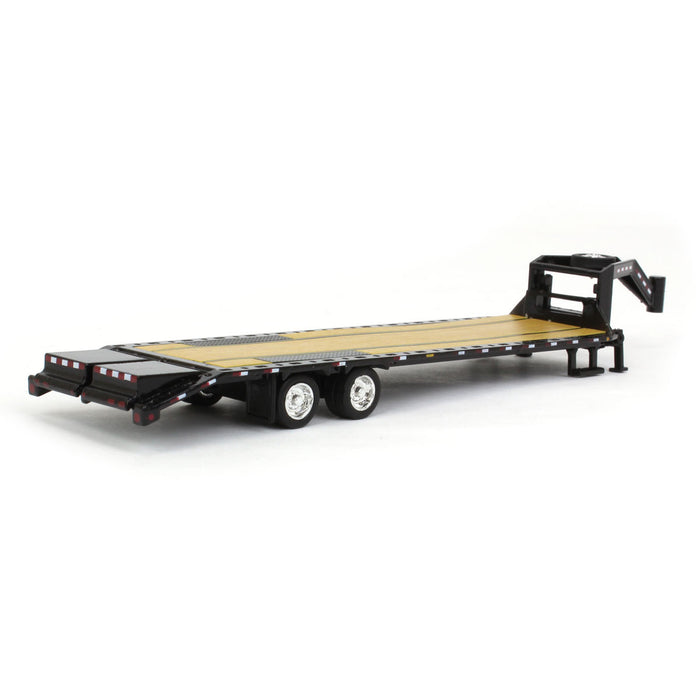 1/64 Black Gooseneck Trailer with Red & White Conspicuity Stripes