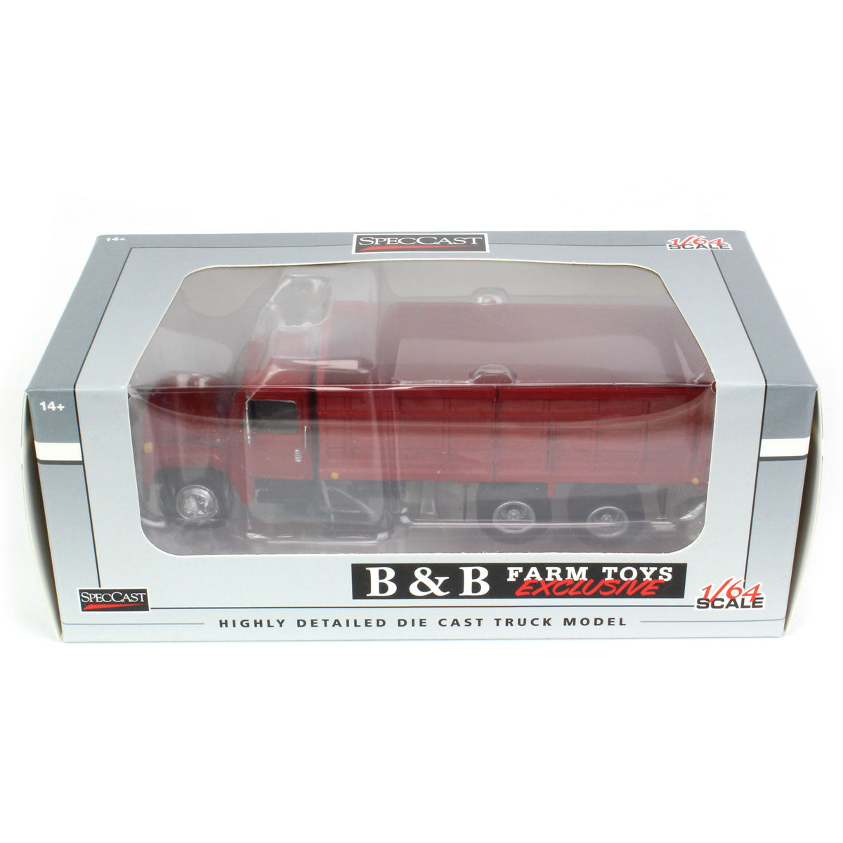 1/64 1980s International Grain Truck with Tandem Axle & Red Cab by