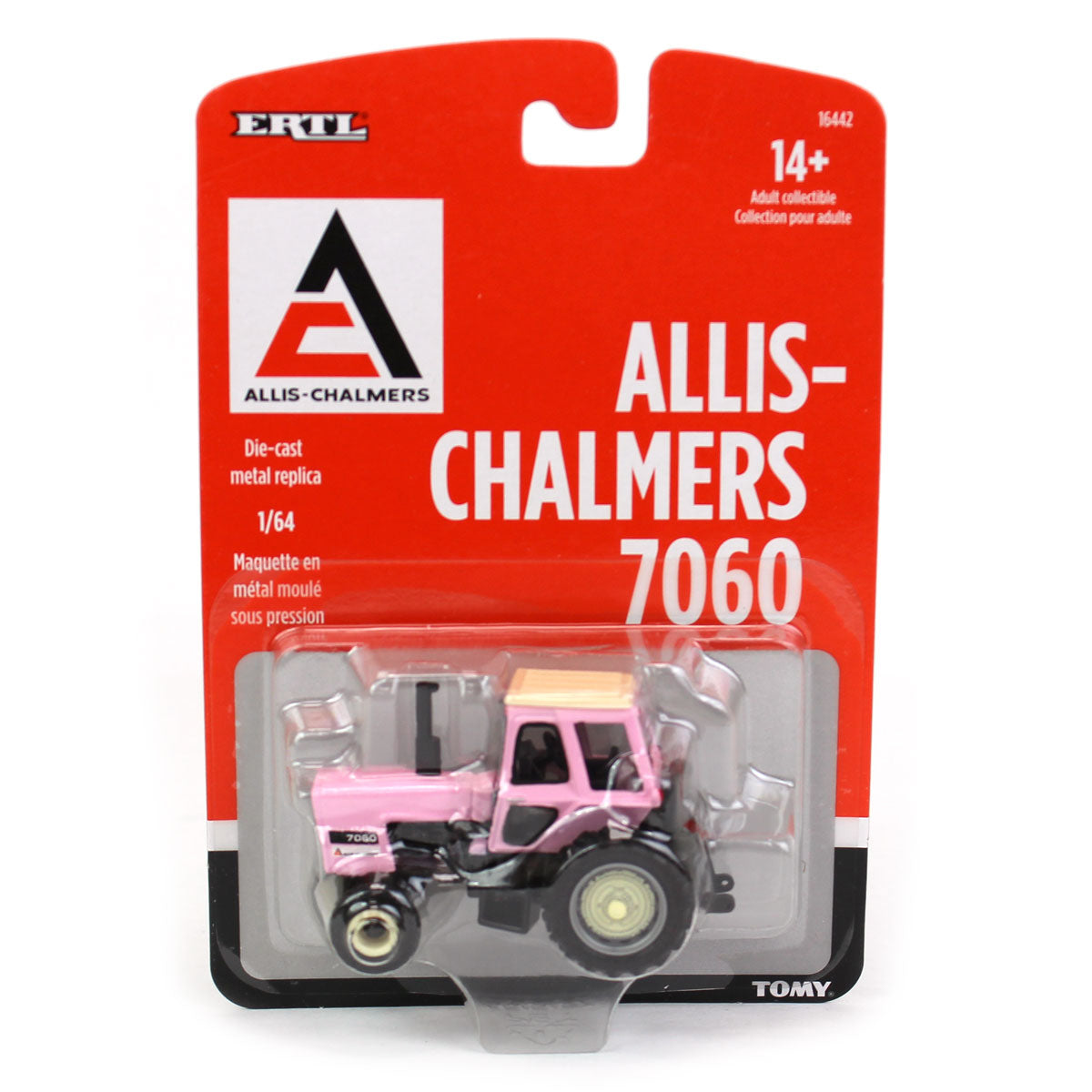 1/64 Pink Allis Chalmers 7060 Tractor with Diamond Tread Tires by