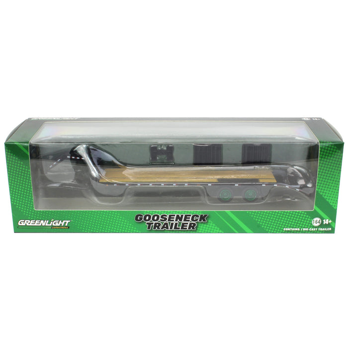 1/64 Black Gooseneck Trailer with Red & White Conspicuity Stripes - Green Machine