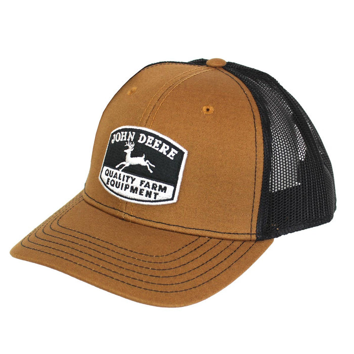John Deere Brown Twill Hat with Black Mesh Back