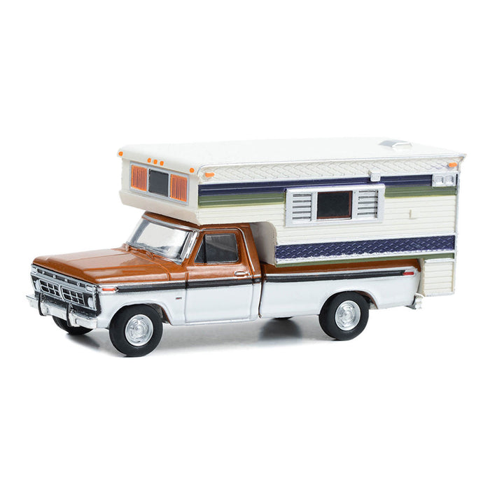 1/64 1976 Ford F-250 with Large Camper, Nectarine Poly and White