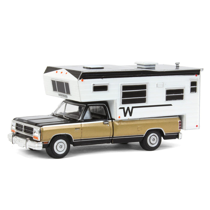 1/64 1990 Dodge Ram D-250 Royal SE with Winnebago Camper, Black and Sand