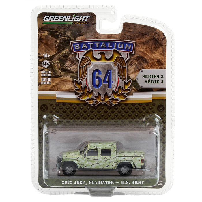 1/64 2022 Jeep Gladiator, US ARMY Camouflage, Battalion 64 Series 3