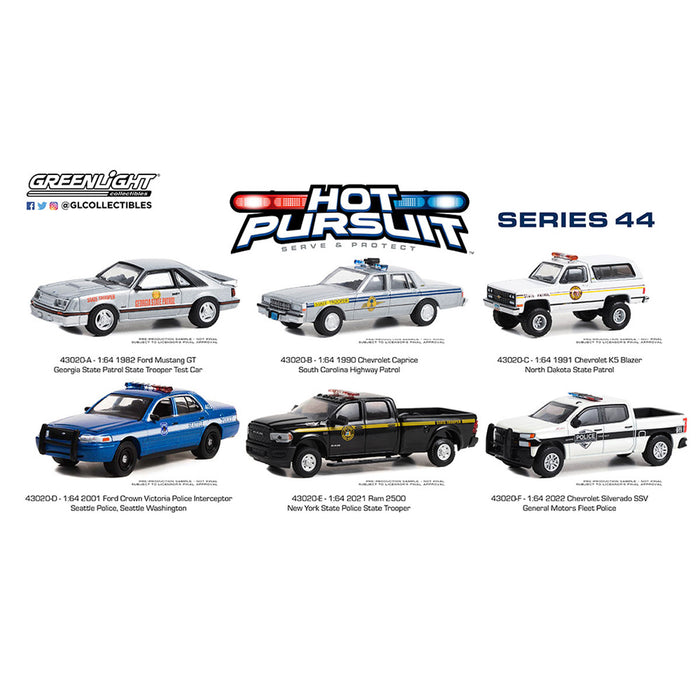 1/64 Hot Pursuit Series 44 Six Vehicle Sealed Set, Greenlight Collectibles