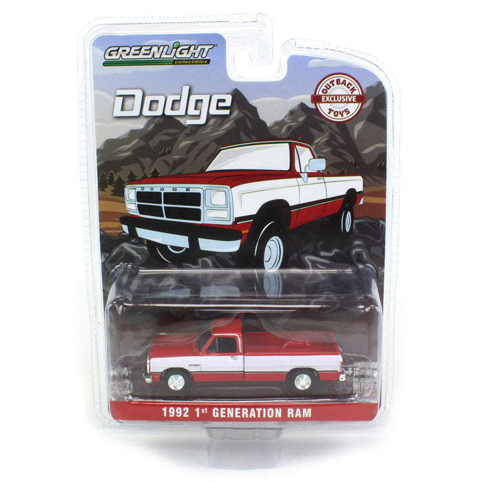 1/64 1992 Dodge Ram 1st Generation, Red & White, Outback Toys Exclusive