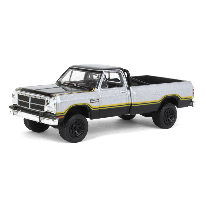 1/64 1992 Dodge Ram 1st Generation, Lifted, Silver & Black, Outback Toys Exclusive