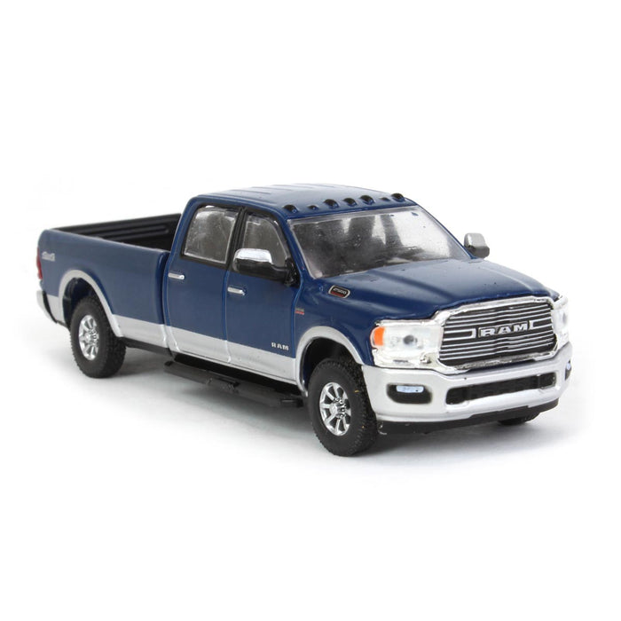 (B&D) 1/64 2022 RAM Laramie 4x4, Patriot Blue & Silver, All-Terrain Series 14 - Damaged Item