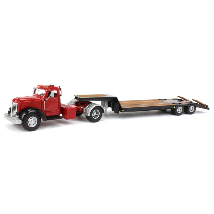 1/50 Red International KB-8 with Tandem Axle Lowboy Trailer