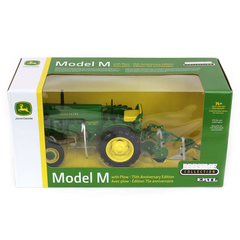 1/16 John Deere M Tractor with Wide Front & Mounted Plow, 75th Anniversary, ERTL Prestige Collection