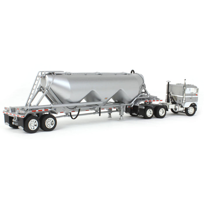 1/64 White-Freightliner Cabover w/ Tandem-Axle Pneumatic Tanker, White & Gray, DCP by First Gear